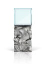 Glass show case on a stone podium.
